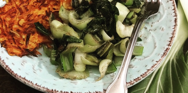 Pak Choi mit Süßkartoffelrösti